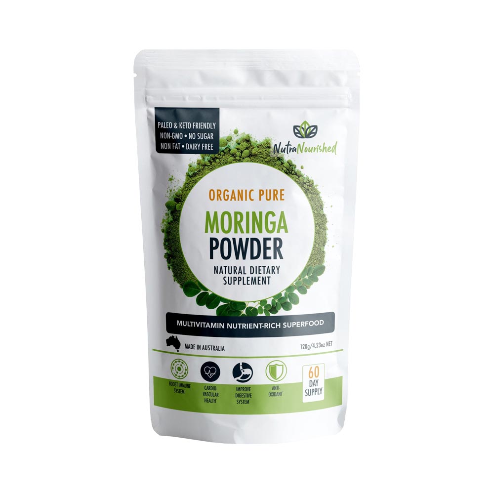 Organic Pure Moringa Leaf Powder 120g | Nutra Nourished
