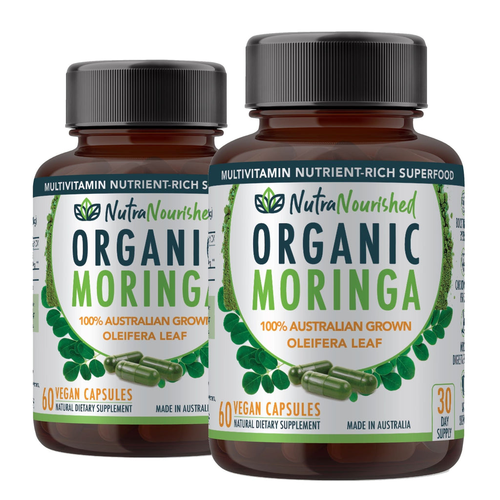 VALUE BUNDLE: Organic Pure Moringa Leaf Capsules - Australian Grown - 2 x 60 Vegan Capsules (2 Months Supply)-0