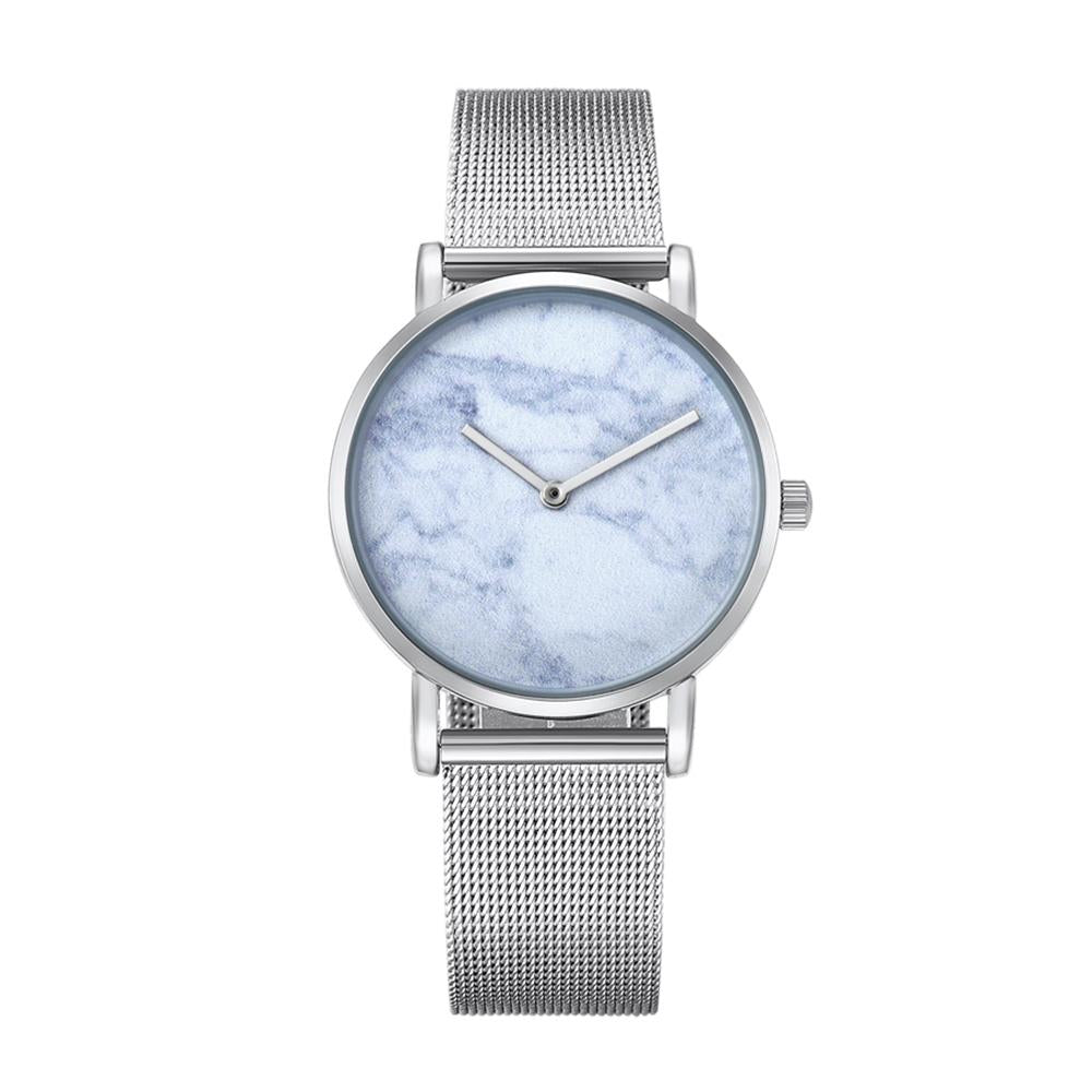 NNEDSZ Stylish Women Quartz Watch With Stainless Steel Band - Round Dial Silver Alloy Case - Wa0730D-2