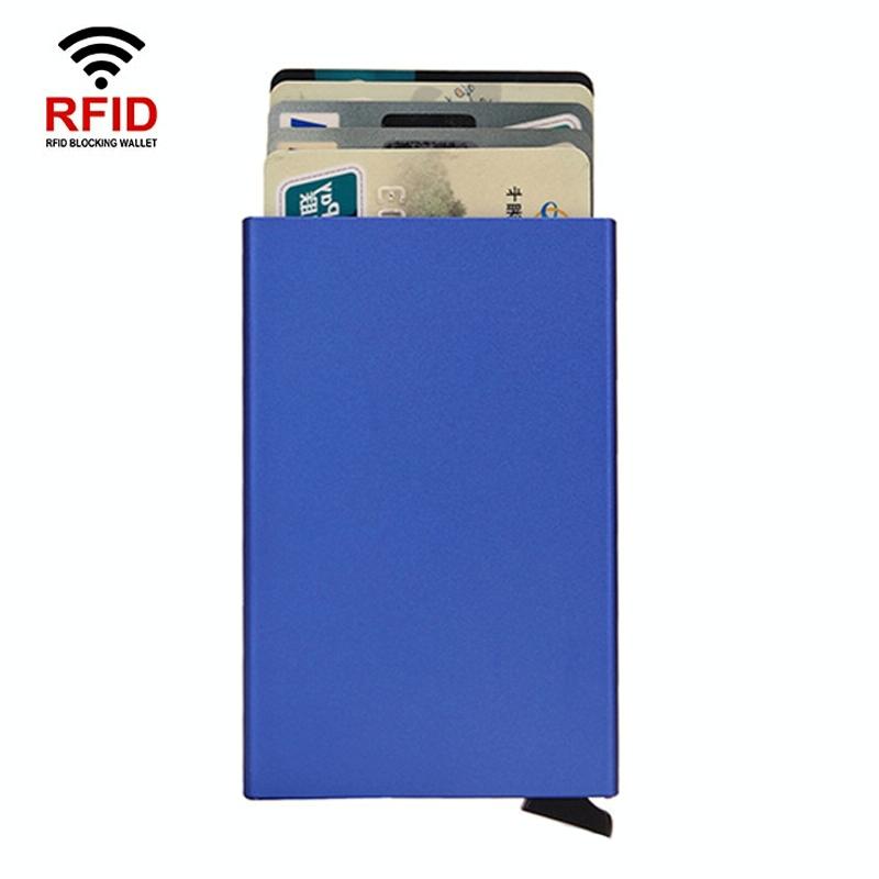 NNEDSZ Metal Rfid Card Holder Wallet - Compact Design - Silver-3