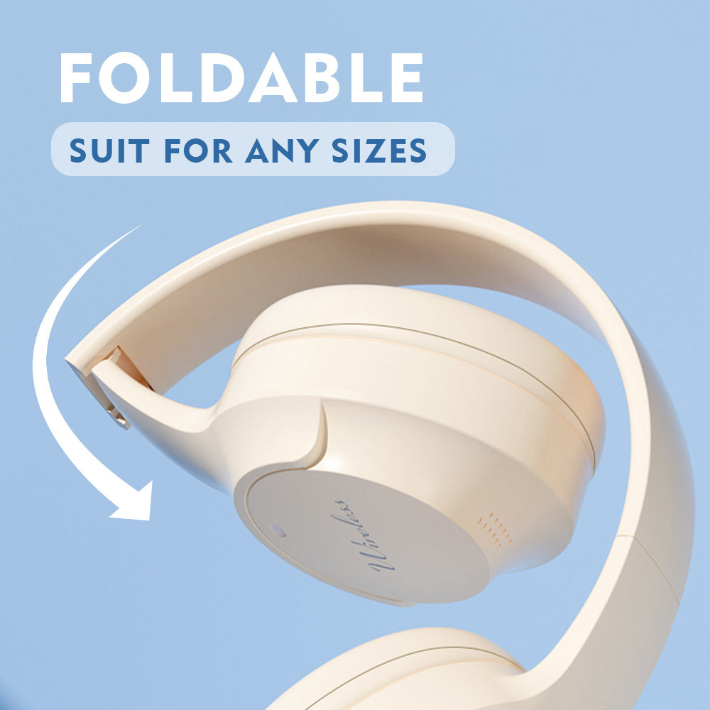 NNEDSZ Black Wireless Bluetooth Headphones with Hi-Fi Bass, Foldable Design, and Card Slot