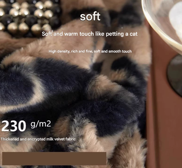 NNEDSZ Brown leopard-print Luxury Winter Faux Rabbit Fur Bedding Set - 4-Piece Melange Style Plush Set for 1.8m Beds (200x230cm Duvet Cover)-1