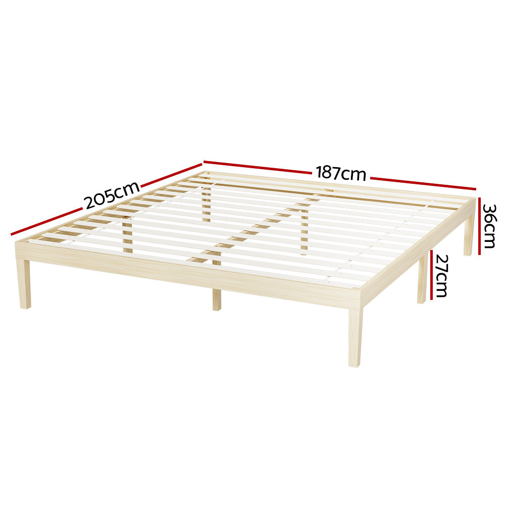 NNEDSZ Bed Frame King Size Wooden Base Mattress Platform Timber Pine BRUNO-1