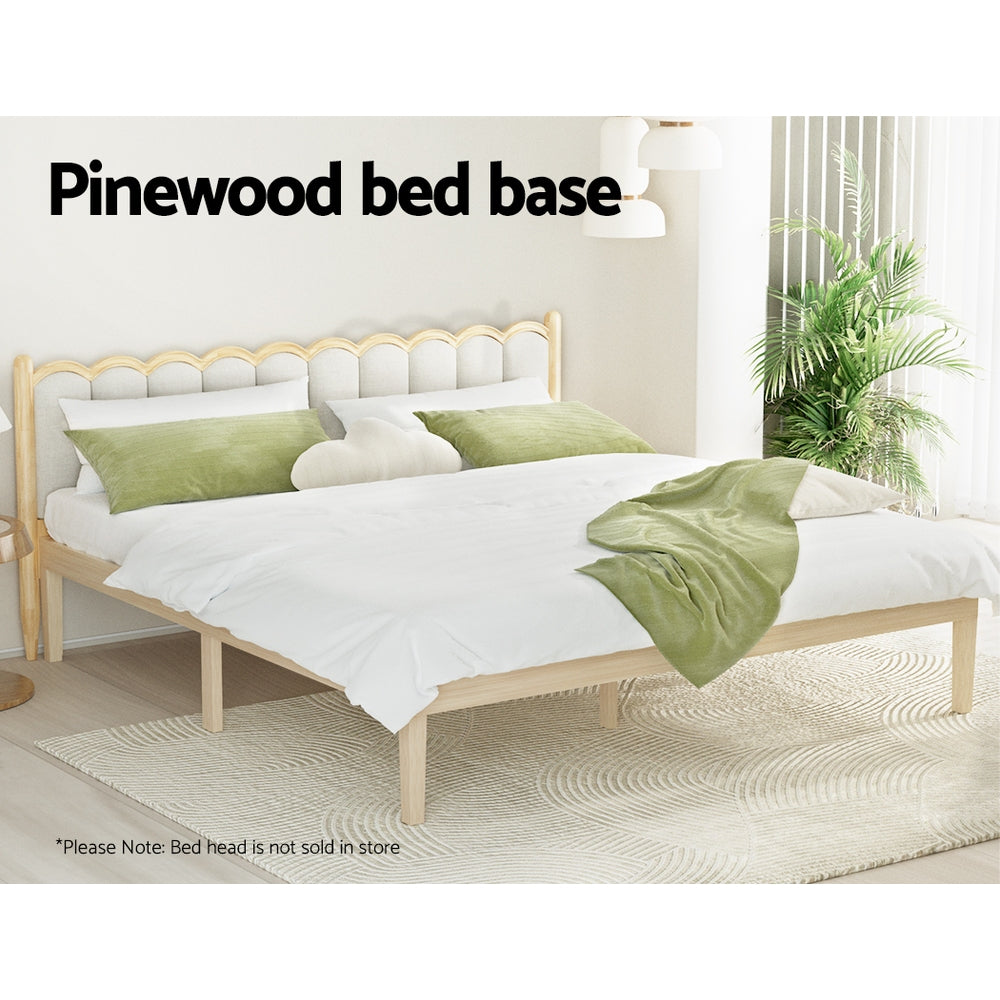 NNEDSZ Bed Frame King Size Wooden Base Mattress Platform Timber Pine BRUNO-3