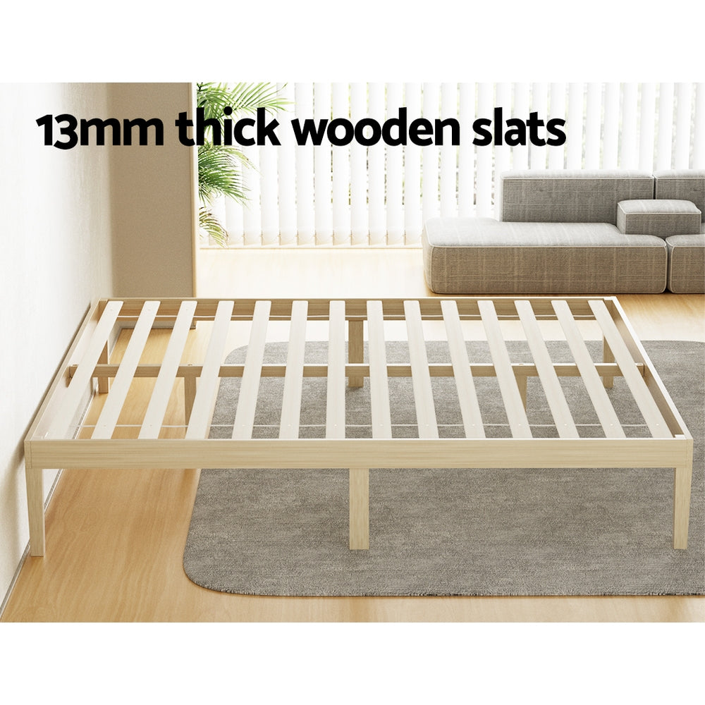 NNEDSZ Bed Frame King Size Wooden Base Mattress Platform Timber Pine BRUNO-4