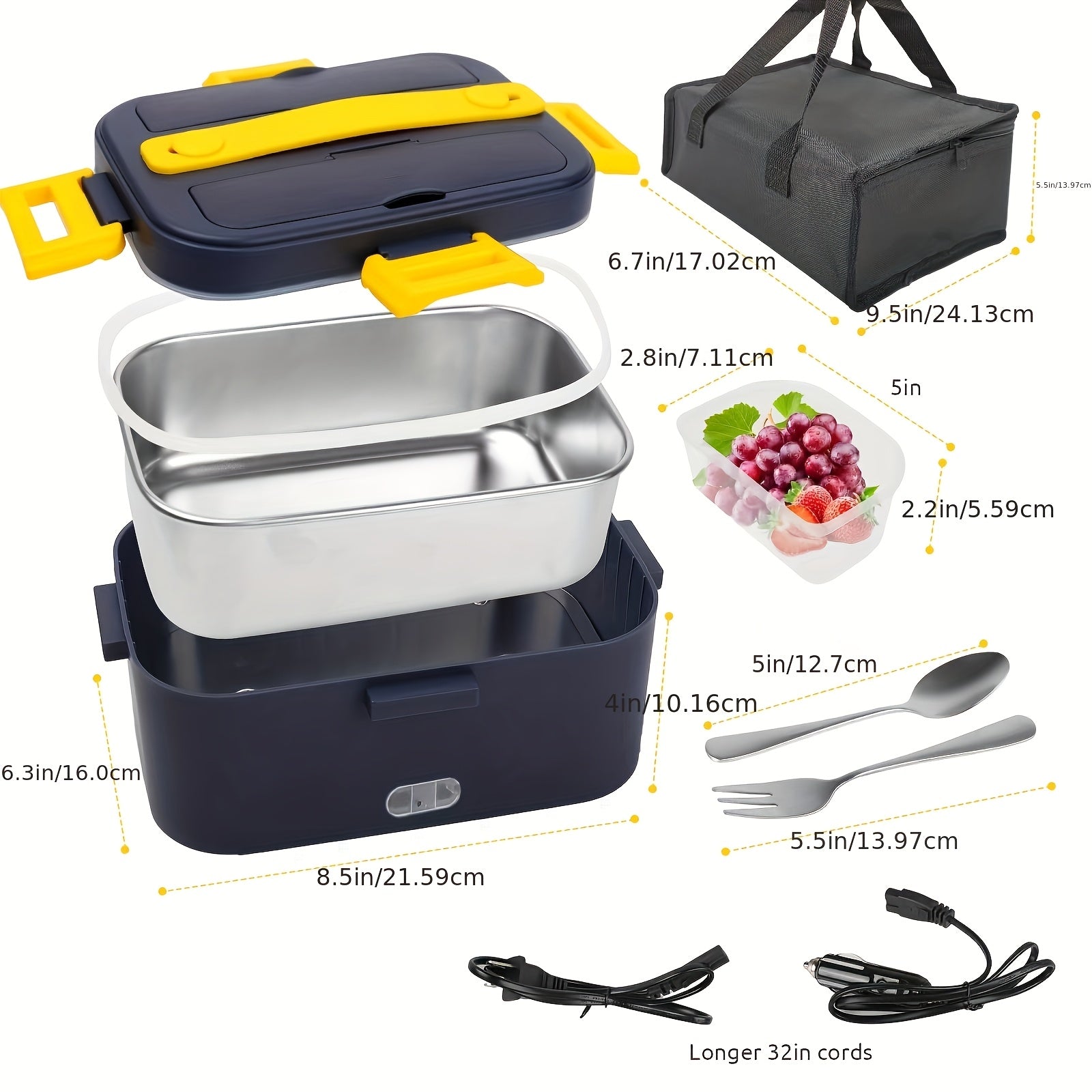 NNETM Electric Heated Lunch Box with Insulated Bag (1.8L)-4