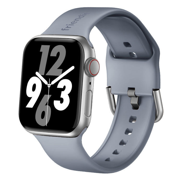 Silicone Band in Stardust Grey with Silver Modern Buckle - The Byron - Compatible with Apple Watch Size 38mm to 41mm-0
