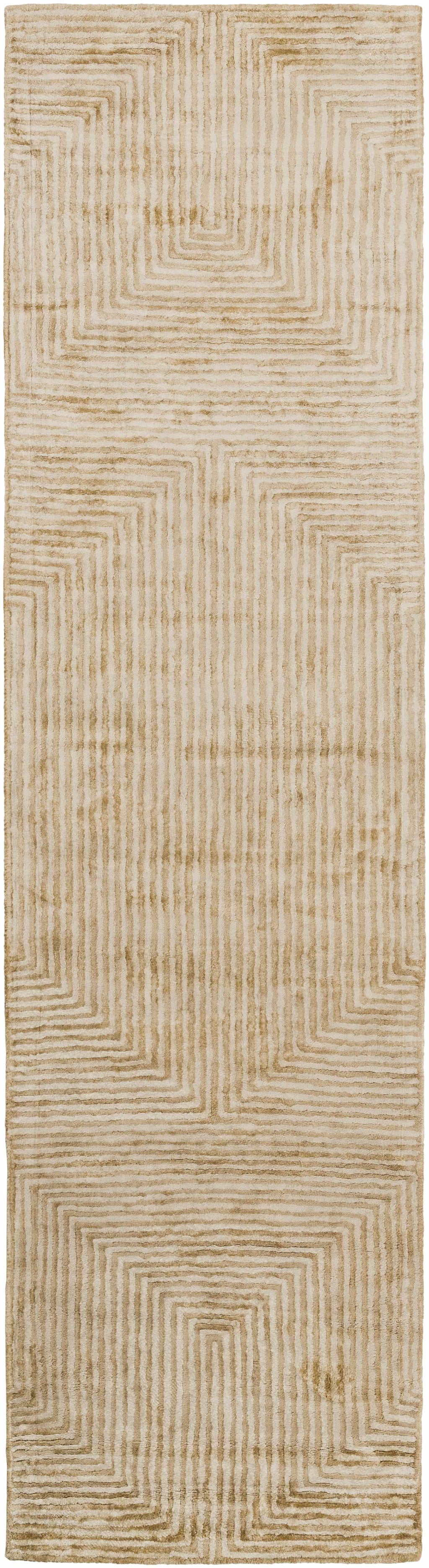 Quartz Patterned Sheen Beige Viscose Rug
