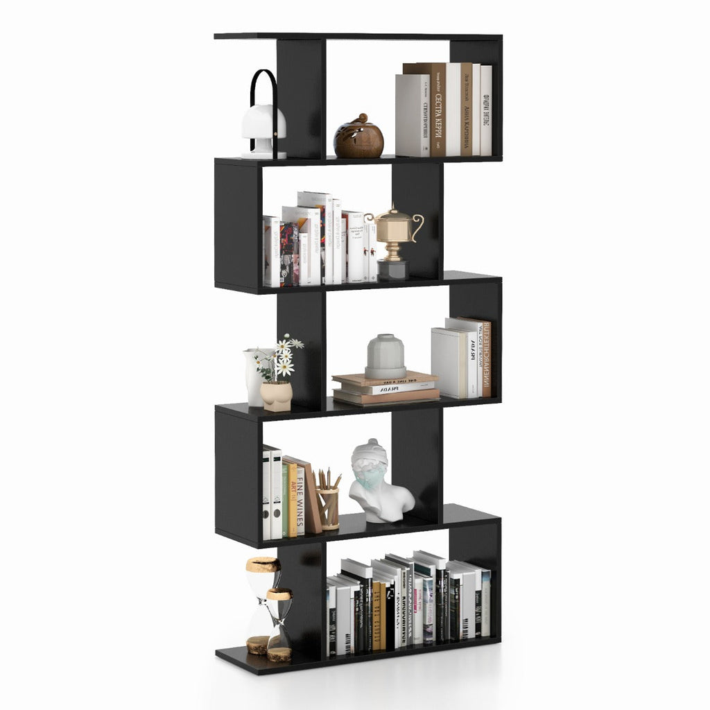 NNECW Geometric S-Shaped Bookcase with Anti-Toppling Device for Living Room/ Home/ Office-1