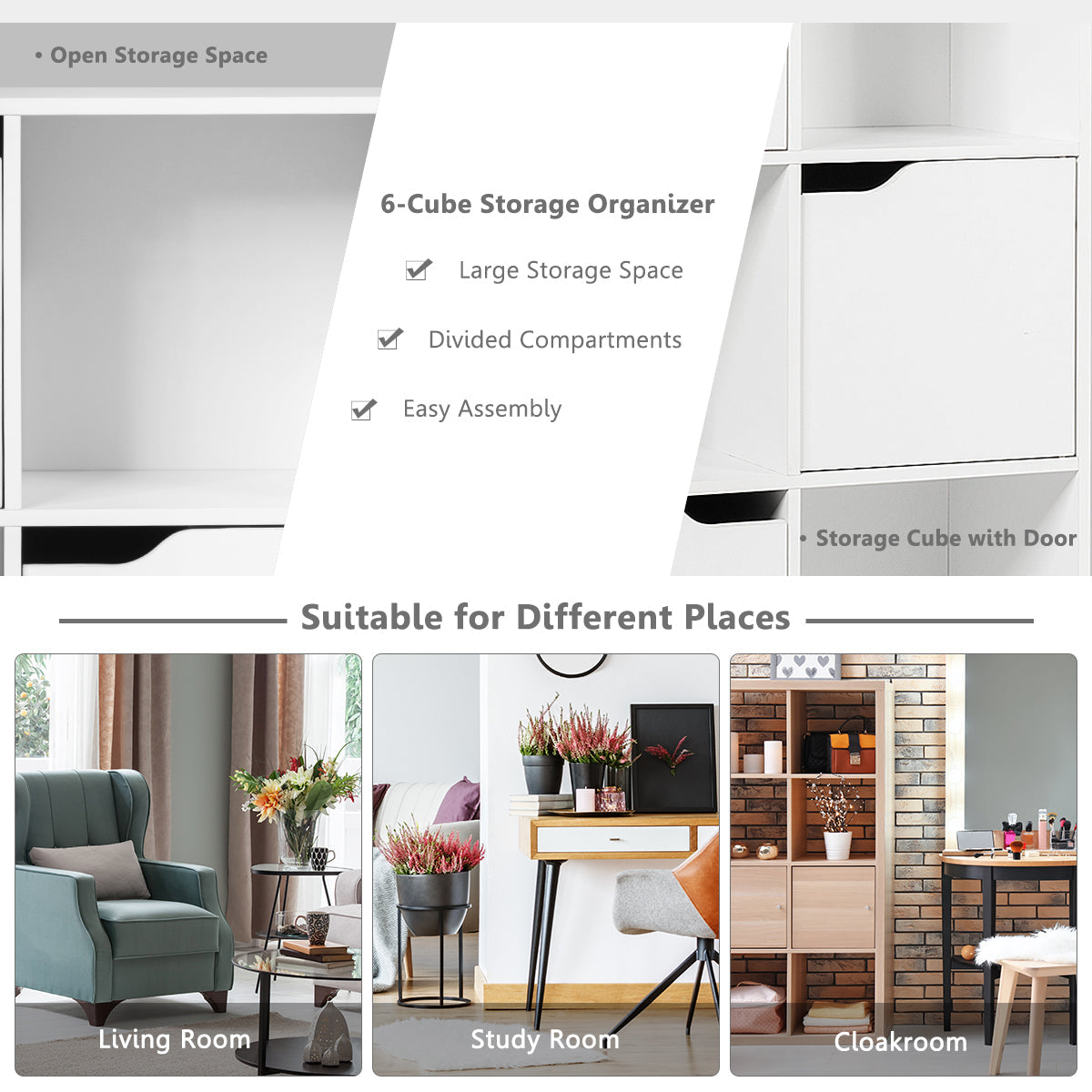 NNECW Cube Shelf with 9 Compartments & 5 Magnetic Doors-2