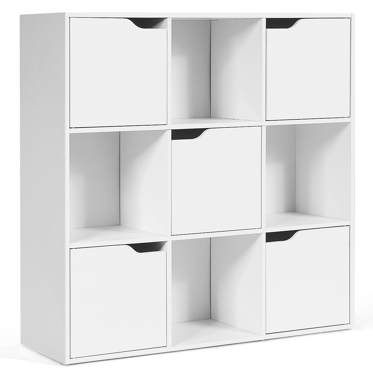 NNECW Cube Shelf with 9 Compartments & 5 Magnetic Doors-1