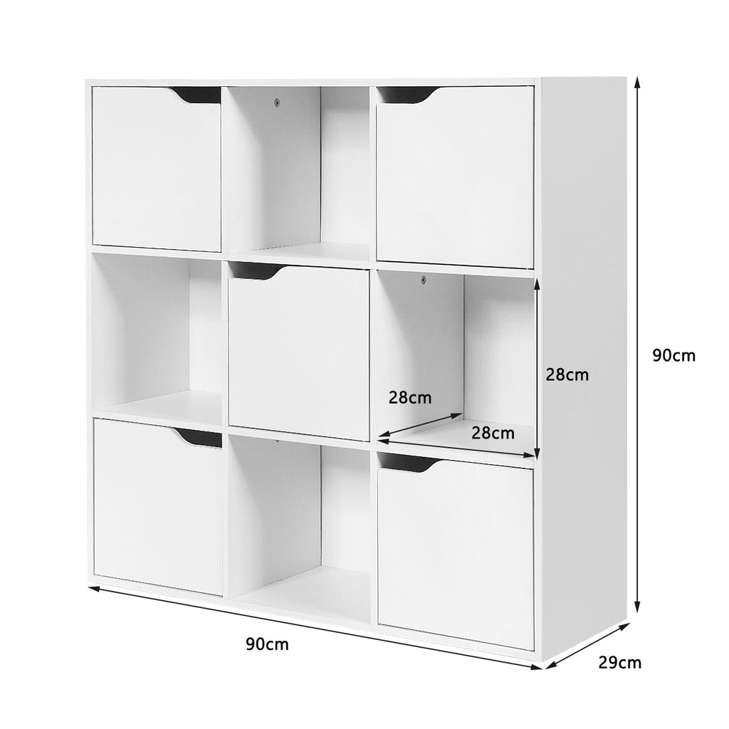 NNECW Cube Shelf with 9 Compartments & 5 Magnetic Doors-3