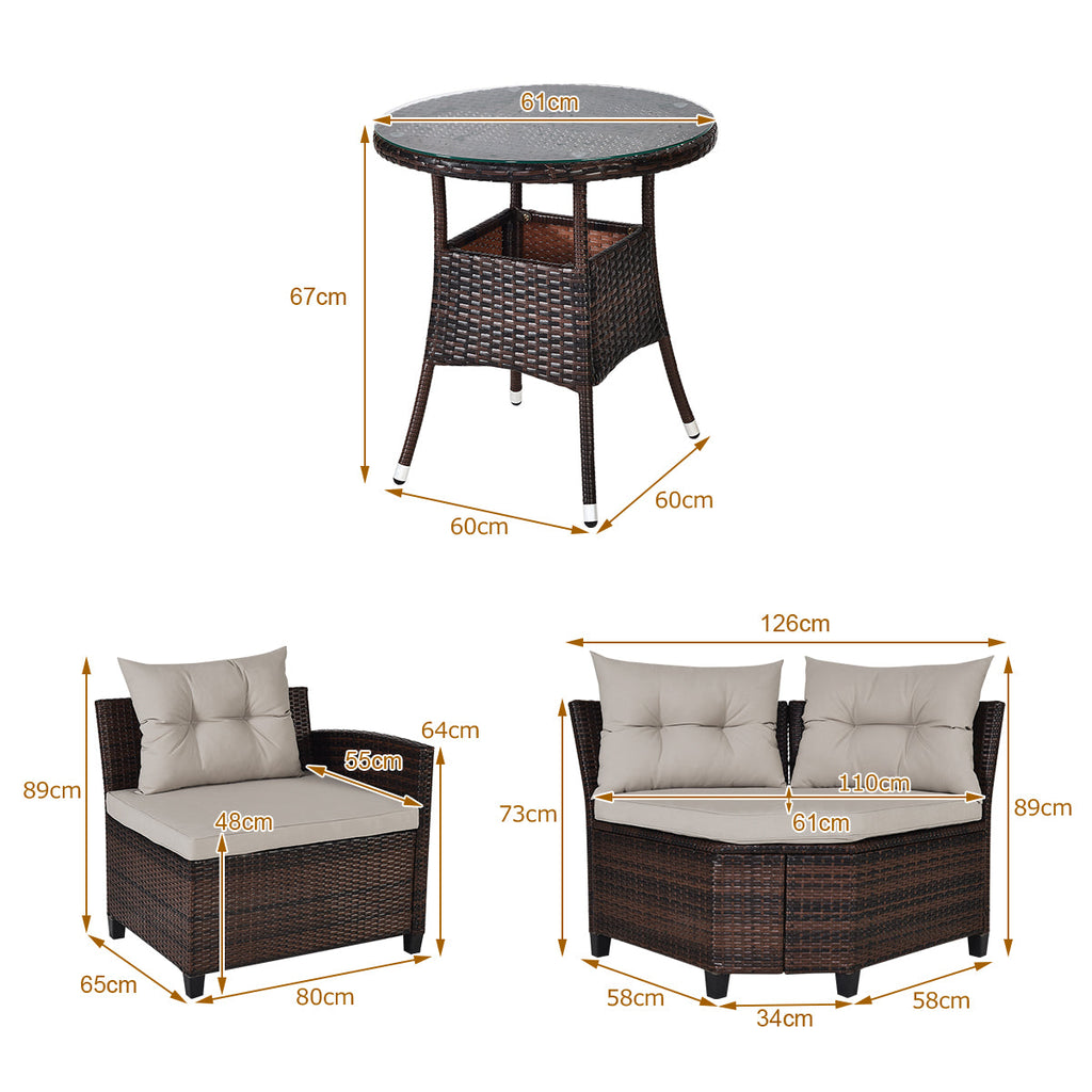 NNECW 4-Piece Patio Wicker Furniture Set with Cushion-Beige-3