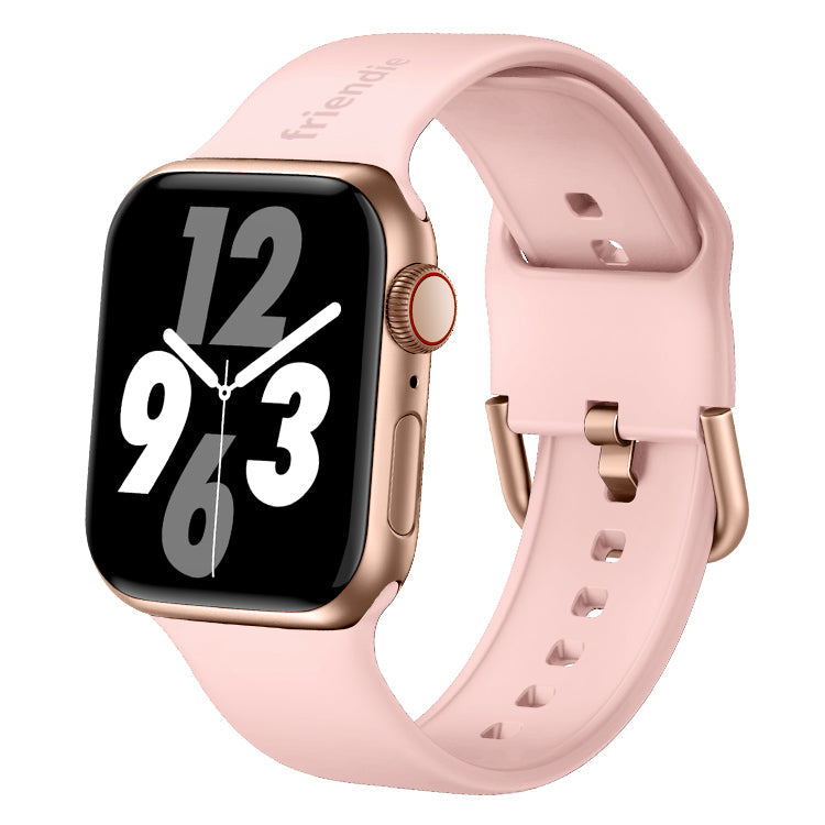 Silicone Band in Rose Gold with Gold Modern Buckle - The Byron - Compatible with Apple Watch Size 38mm to 41mm-0