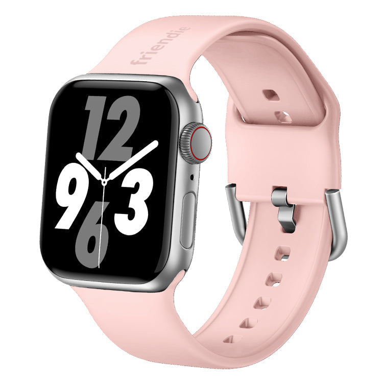 Silicone Band in Rose Gold with Silver Modern Buckle - The Byron - Compatible with Apple Watch Size 38mm to 41mm-0
